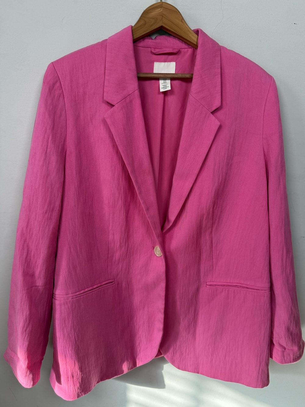 H&M Bright Pink Single-Button Blazer Jacket Women's Size Medium M
